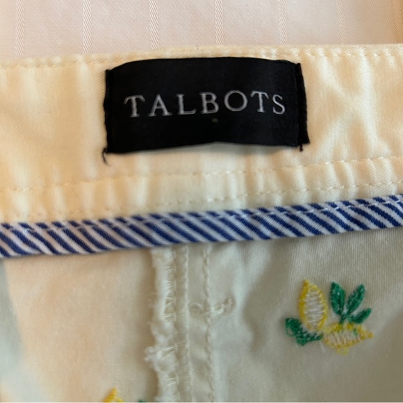 Talbots Pants Lemon Embroidered Relaxed Chino Ivory Cotton Plus Size 16W Petite - Picture 14 of 16